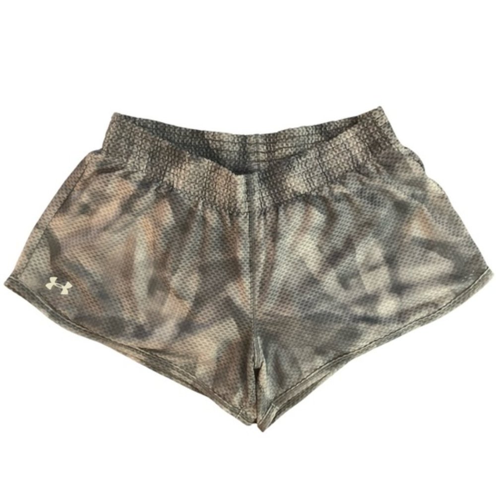 Under Armour Grey Patterned Lined Running Shorts - image 1